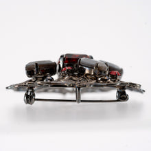 Load image into Gallery viewer, ブローチ ボヘミアングラス レッド グレー レース ペンダント 2WAY 143068