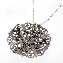 Load image into Gallery viewer, ブローチ ボヘミアングラス レッド グレー レース ペンダント 2WAY 143068