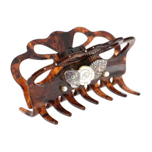 画像をギャラリービューアに読み込む, 花モチーフの白蝶貝(マザーオブパール)の上品な光沢が美しいクリップ「ガーデン」