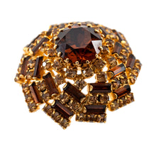 Load image into Gallery viewer, ブローチ ラインストーン ブラウン ゴールド ラウンド 146147