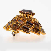 Load image into Gallery viewer, ブローチ ラインストーン ブラウン ゴールド ラウンド 146147