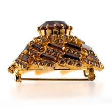 Load image into Gallery viewer, ブローチ ラインストーン ブラウン ゴールド ラウンド 146147