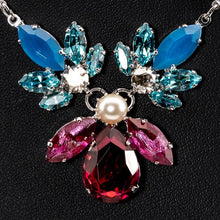 Load image into Gallery viewer, ネックレス ラインストーン ボヘミアングラス パール ピンク ブルー クリアカラー ホワイト 40cm ショート 146863