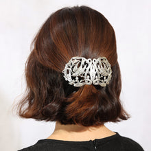 画像をギャラリービューアに読み込む, アンティーク調のレースメタルの曲線が美しいヘアバレッタ