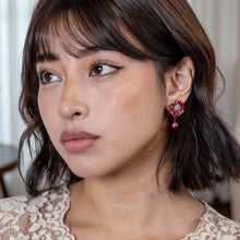 Load image into Gallery viewer, イヤリング 七宝 ボヘミアングラス レッド フラワー 147897
