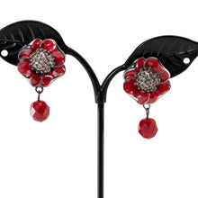 Load image into Gallery viewer, イヤリング 七宝 ボヘミアングラス レッド フラワー 147897