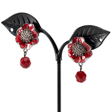 Load image into Gallery viewer, イヤリング 七宝 ボヘミアングラス レッド フラワー 147897