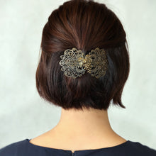 画像をギャラリービューアに読み込む, バレッタ レースメタル グレープ ブロンズ/ブラック/シルバー