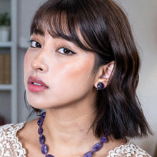画像をギャラリービューアに読み込む, イヤリング 天然石 アメシスト パープル ラウンド 148436