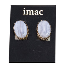 Load image into Gallery viewer, 縞模様が美しいブルーカルセドニーのイヤリング