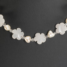 画像をギャラリービューアに読み込む, 天然石ジェイドと淡水パールを組み合わせたショートネックレス