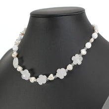 画像をギャラリービューアに読み込む, 天然石ジェイドと淡水パールを組み合わせたショートネックレス