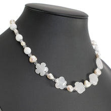 画像をギャラリービューアに読み込む, 天然石ジェイドと淡水パールを組み合わせたショートネックレス