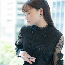 画像をギャラリービューアに読み込む, ネックレス 天然石 ブラックアゲート オニキス ブラック ロング 86cm 148874