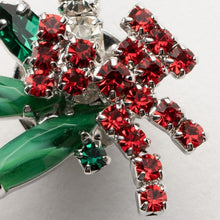 画像をギャラリービューアに読み込む, バッジ ラインストーン クリアカラー レッド グリーン キャンドル リボン 149005
