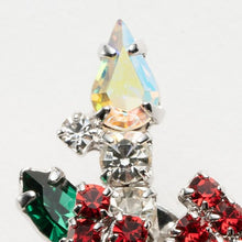 画像をギャラリービューアに読み込む, バッジ ラインストーン クリアカラー レッド グリーン キャンドル リボン 149005