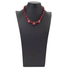 画像をギャラリービューアに読み込む, ネックレス 七宝 ボヘミアングラス レッド フラワー 44cm 149194