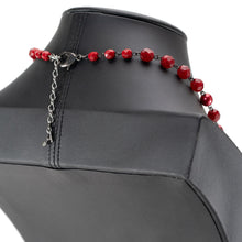 画像をギャラリービューアに読み込む, ネックレス 七宝 ボヘミアングラス レッド フラワー 44cm 149194