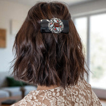 Load image into Gallery viewer, バレッタ ボヘミアングラス レッド グレー ブラック レース 留金8cm 149205