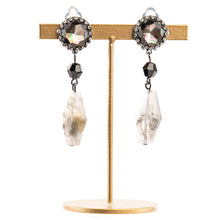 画像をギャラリービューアに読み込む, イヤリング 天然石 アゲート 黒蝶貝 グレー ジオメトリック  149352