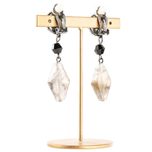 画像をギャラリービューアに読み込む, イヤリング 天然石 アゲート 黒蝶貝 グレー ジオメトリック  149352