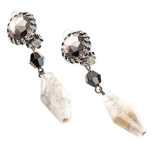 画像をギャラリービューアに読み込む, イヤリング 天然石 アゲート 黒蝶貝 グレー ジオメトリック  149352