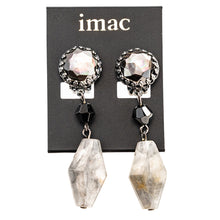 画像をギャラリービューアに読み込む, イヤリング 天然石 アゲート 黒蝶貝 グレー ジオメトリック  149352