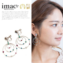 Load image into Gallery viewer, 色とりどりのラインストーンを散りばめたフープイヤリング