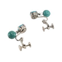 Load image into Gallery viewer, 鮮やかなブルーのターコイズとスワロフスキークリスタルの組み合わせが上品なイヤリング