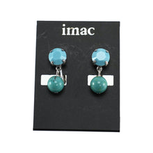 Load image into Gallery viewer, 鮮やかなブルーのターコイズとスワロフスキークリスタルの組み合わせが上品なイヤリング