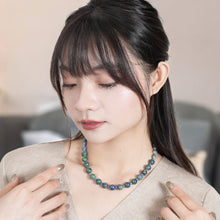 画像をギャラリービューアに読み込む, 繊細で美しい模様を持つアジュールマラカイトのネックレス