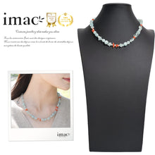 画像をギャラリービューアに読み込む, 上品な淡い水色のアクアマリンにさんごを組み合わせたネックレス