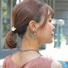 Load image into Gallery viewer, イヤリング ラインストーン ブルー スクエア 150088