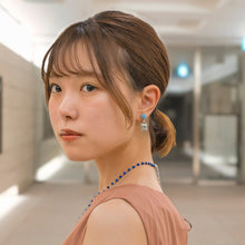 Load image into Gallery viewer, イヤリング ラインストーン ブルー スクエア 150088