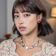 画像をギャラリービューアに読み込む, ネックレス 黒蝶貝 淡水パール グレー オーバル 41cm 150276