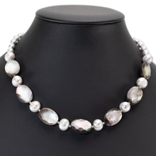 画像をギャラリービューアに読み込む, ネックレス 黒蝶貝 淡水パール グレー オーバル 41cm 150276