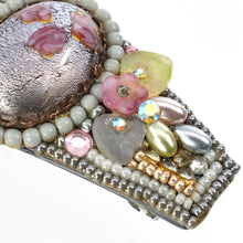 画像をギャラリービューアに読み込む, バレッタ ボヘミアングラス パール パープル ピンク 留金7cm 150596