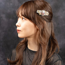 画像をギャラリービューアに読み込む, バレッタ ボヘミアングラス パール パープル ピンク 留金7cm 150596