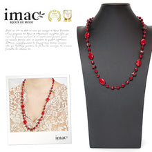 画像をギャラリービューアに読み込む, 落ち着いた赤が美しい、ボヘミアングラスのロングネックレス