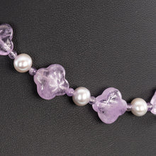 画像をギャラリービューアに読み込む, 天然石アメシストと淡水パールを組み合わせたショートネックレス