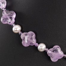 画像をギャラリービューアに読み込む, 天然石アメシストと淡水パールを組み合わせたショートネックレス