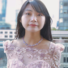 画像をギャラリービューアに読み込む, 天然石アメシストと淡水パールを組み合わせたショートネックレス