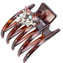 画像をギャラリービューアに読み込む, ボヘミアングラスとラインストーンをあしらったヘアクリップ