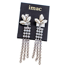 画像をギャラリービューアに読み込む, イヤリング ラインストーン パール クリアカラー ホワイト ロング 153032