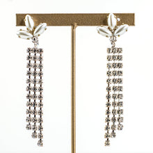 画像をギャラリービューアに読み込む, イヤリング ラインストーン パール クリアカラー ホワイト ロング 153032