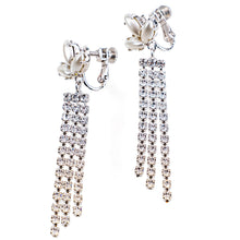 画像をギャラリービューアに読み込む, イヤリング ラインストーン パール クリアカラー ホワイト ロング 153032