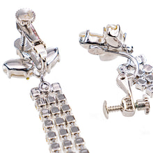 画像をギャラリービューアに読み込む, イヤリング ラインストーン パール クリアカラー ホワイト ロング 153032