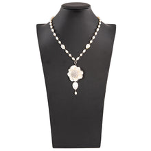 画像をギャラリービューアに読み込む, ネックレス 白蝶貝 淡水パール 七宝 ホワイト フラワー 2WAY 50cm 153038