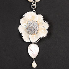 画像をギャラリービューアに読み込む, ネックレス 白蝶貝 淡水パール 七宝 ホワイト フラワー 2WAY 50cm 153038