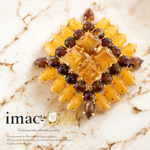 画像をギャラリービューアに読み込む, ボヘミアングラスを贅沢にあしらった、立体的なデザインのブローチ